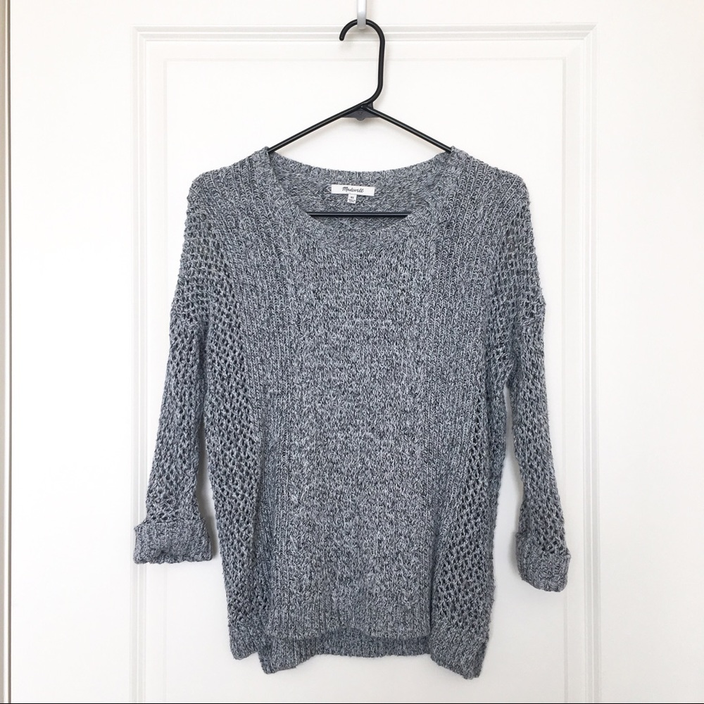 Madewell Grey Marled Plaza Pullover Sweater